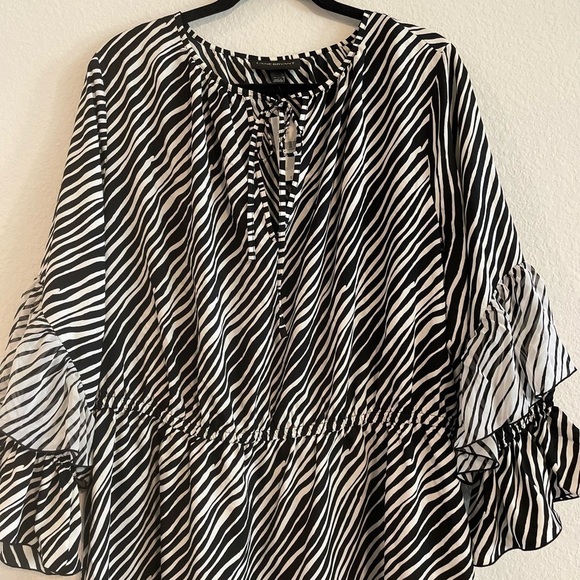 Lane Bryant Women Midi Dress Size 20 Black & White Striped Animal Print - Picture 5 of 17